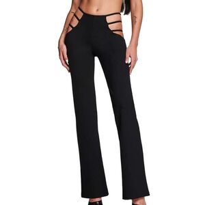 I.AM.GIA Lucid Pant XS Black Strappy Cutout Flare Festival Y2K NWT